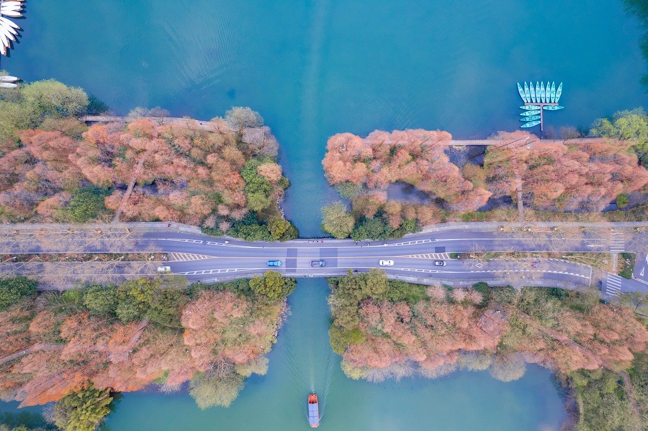杨公堤秋色 · Autumn over Yanggong Causeway